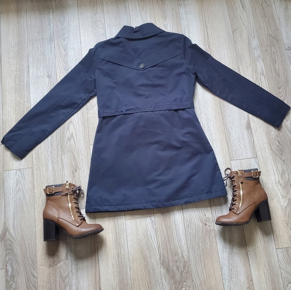 Love Tree Navy Trench Coat - Picture 5 of 11